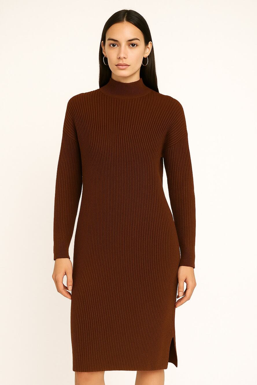 NWOT Abercrombie & Fitch Women’s Ribbed Mockneck Sweater Dress Dark Brown Size L